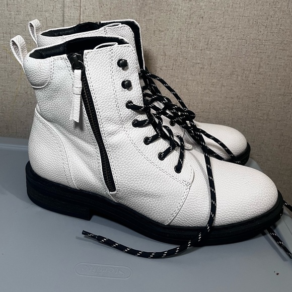 BareTraps Ivory Combat Boots with Black Accents - Picture 2 of 11